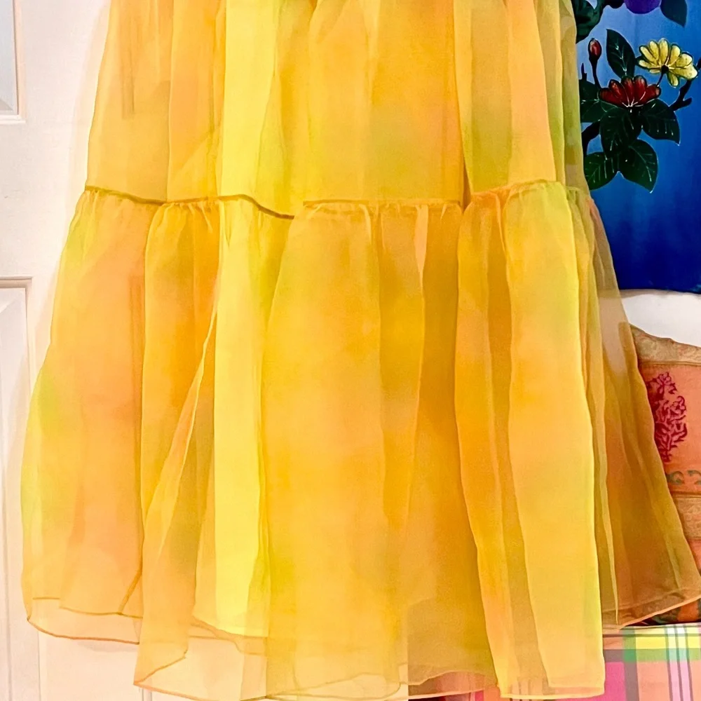 🌺🎉HP🎉🌺 NWT Staud Hyacinth Organza Tiered Maxi Dress Multi Sunray - Picture 11 of 16